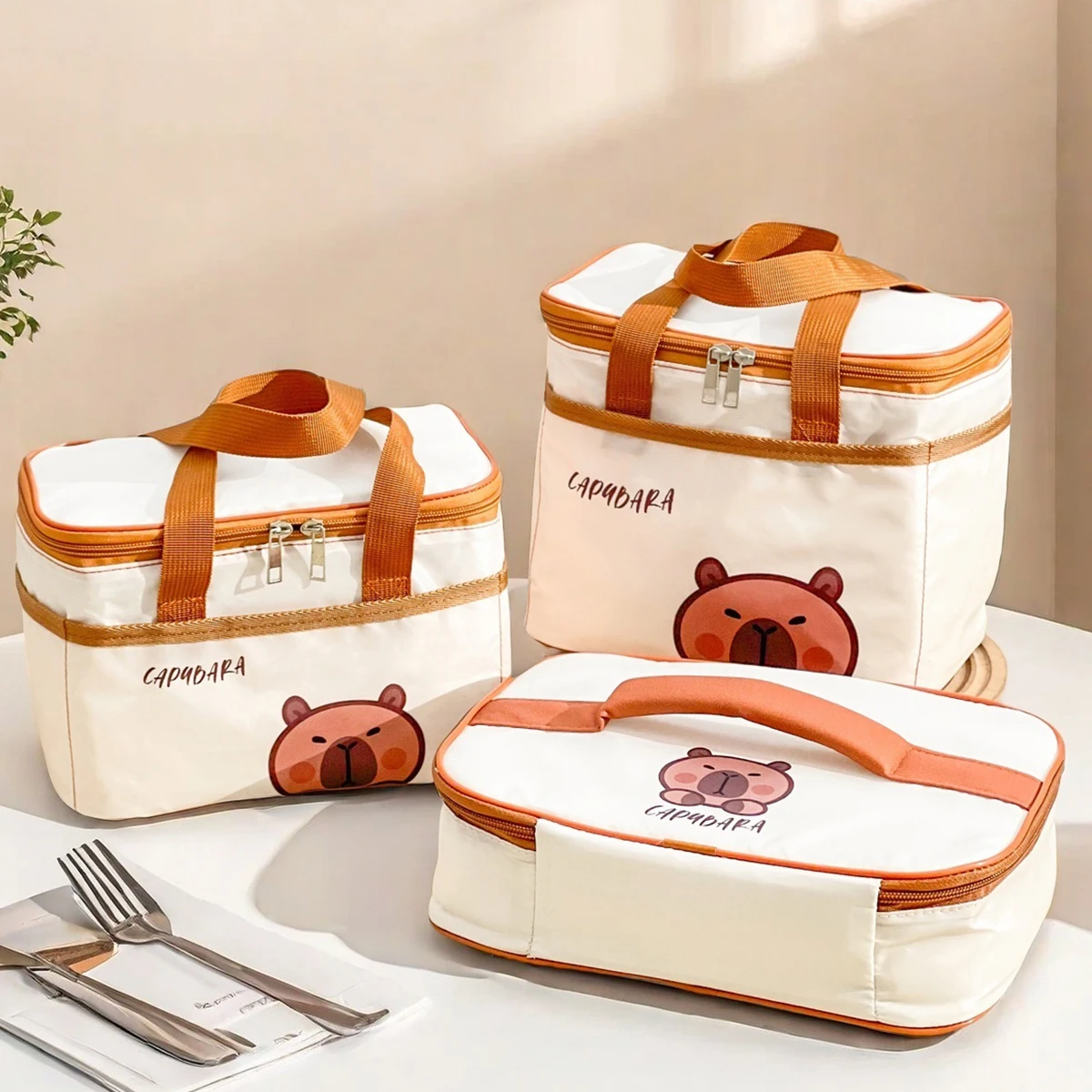 

WORTHBUY Capybara Портативная изолированная сумка для обеда Многоразовая большая вместительная термосумка для ланча Водонепроницаемая сумка-холодильник Сумка для пикника