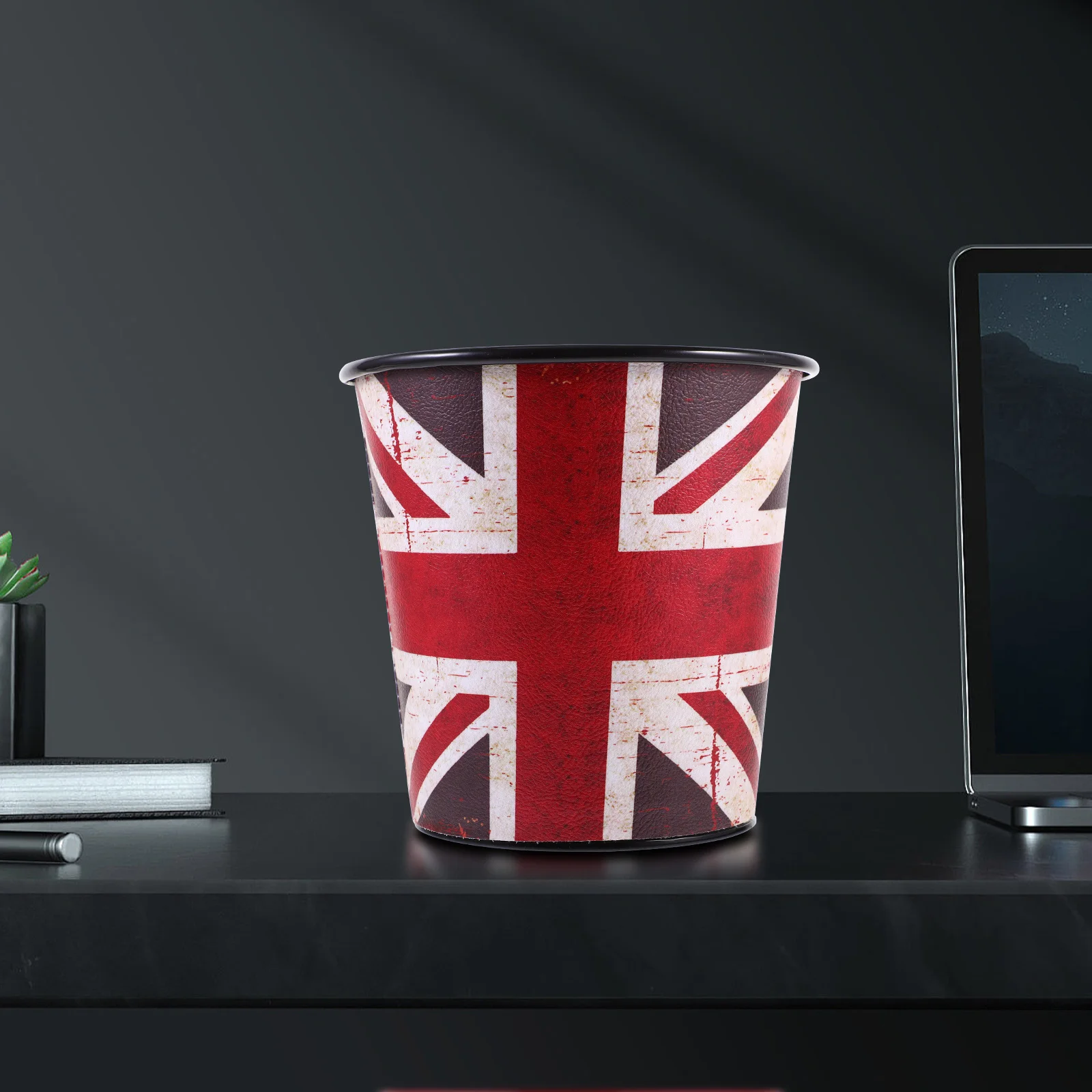 

Compact Desktop Garbage Can Iron Waste Bin with Large Opening for Easy Disposal Vintage Style Trash Container for Office Study