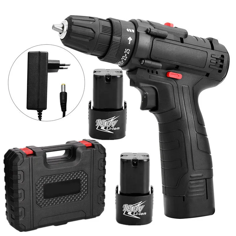 Cordless Drill Multifunctional High-power Electric Impact 18V Lithium Battery Wireless Rechargeable Hand Drills DIY Power Tools