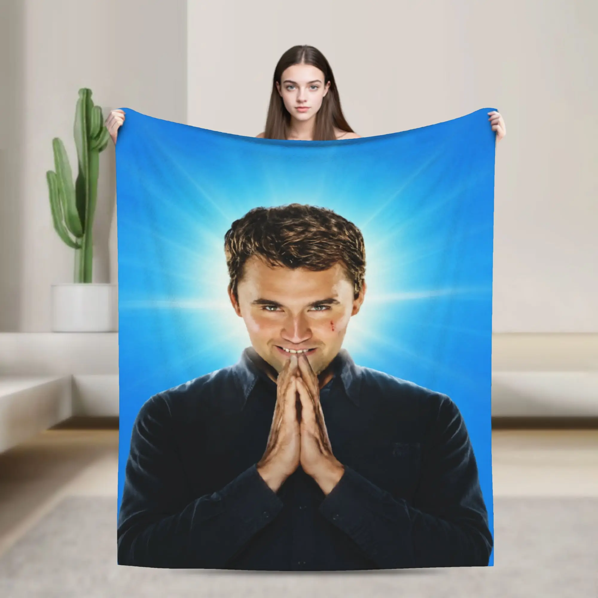 Warm Soft Blanket Travel Car Charlie Kirk Prayer Pose Meme Throw Blanket Trend  Bedspread For Home Decor