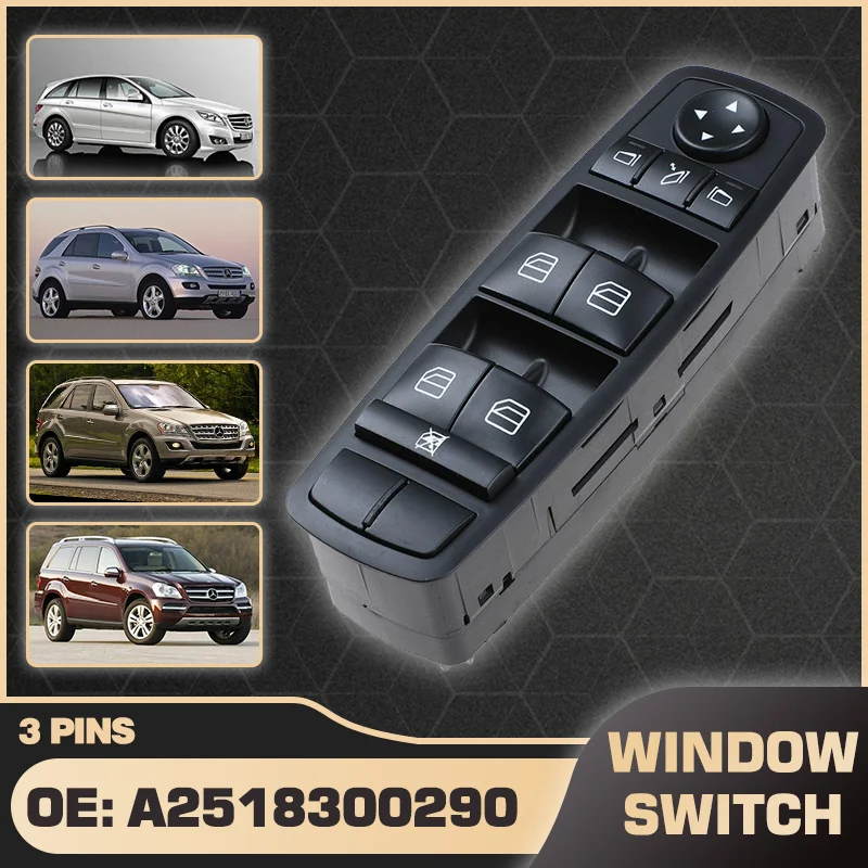 

For Mercedes-Benz GL350 GL450 GL550 ML320 ML350 ML450 ML550 R320 R350 R500 R63 AMG Car Window Lifter Control Switch A2518300290