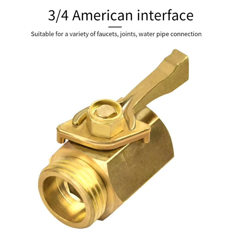 2Pcs 3/4 Hexagonal One-Way Ball Valve Garden Fittings With On-Off Valve One-Way Ball Valve All Copper Brass Fittings Durable