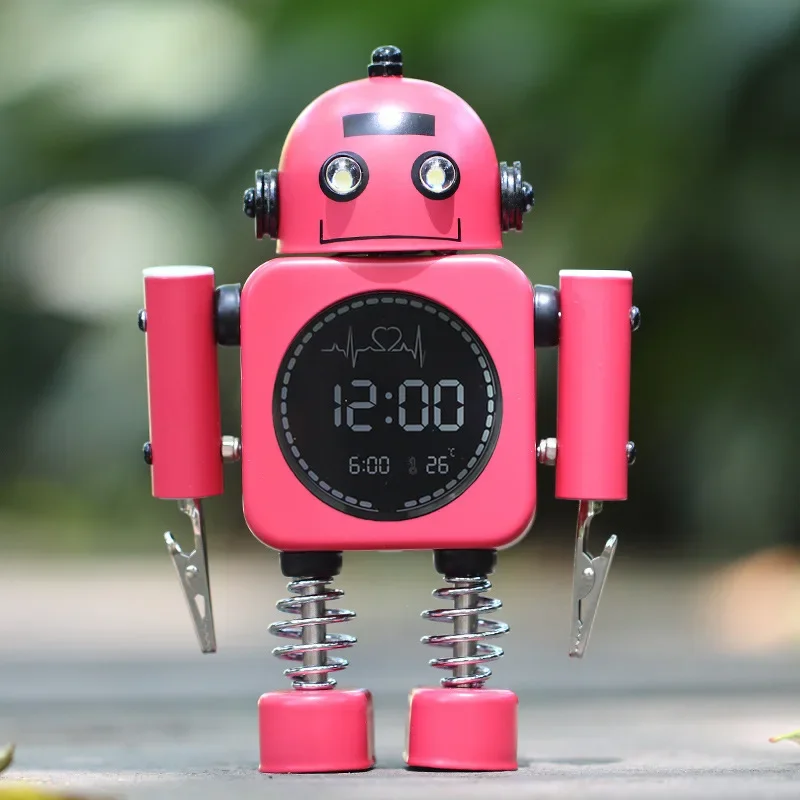 Jam Alarm Digital Robot Multifungsi Jam Meja Tempat Memo Kamar Tidur Siswa Laki-laki dan Perempuan Tampilan Suhu LED manuf