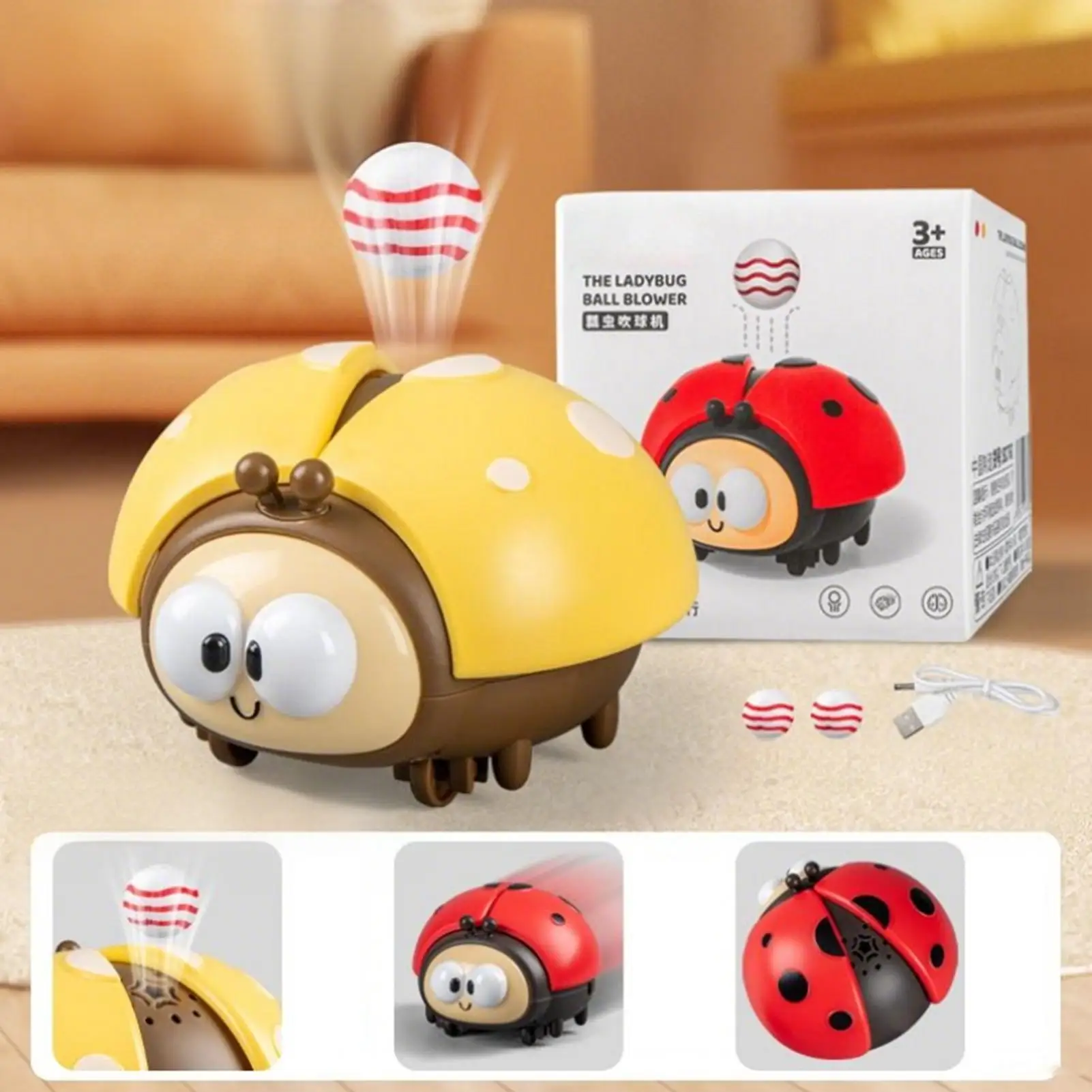 Drijvende balspeelgoed voor kinderen Elektrisch lieveheersbeestje Vroege educatieve set USB-opladen Interactieve speelgoedbal voor begeleiding in de klas