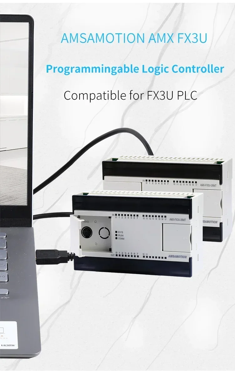 Imagem -04 - Ethernet Plc Fx3u-m26mt-e Controlador Programável Transistor de Relé Lógico Placa Analógica Livre Usb-sc09-fx Cabo Substituir Mitsubishi