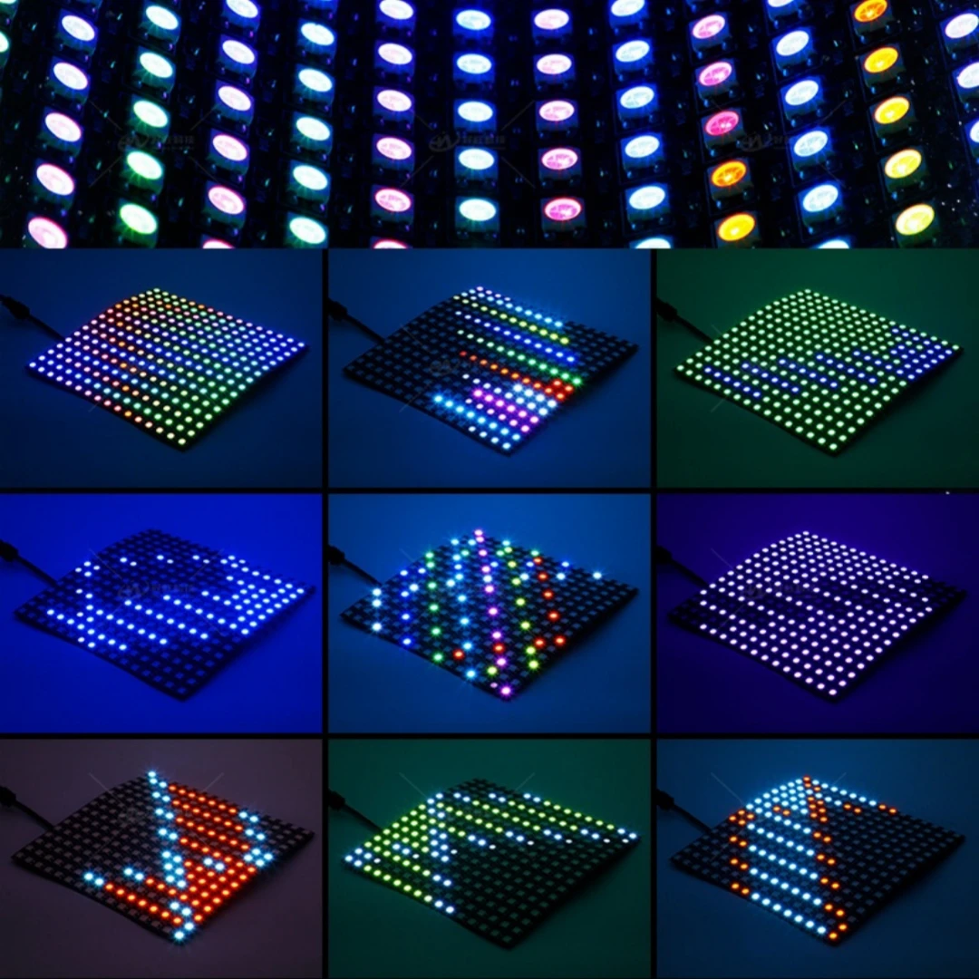 Elastyczny pasek LED DC5V WS2812B 8x8 16x16 8 8x32 Pixel Panel Panel z matrycą matrycy indywidualnie adresowany wyświetlacz RGB moduł tablicy