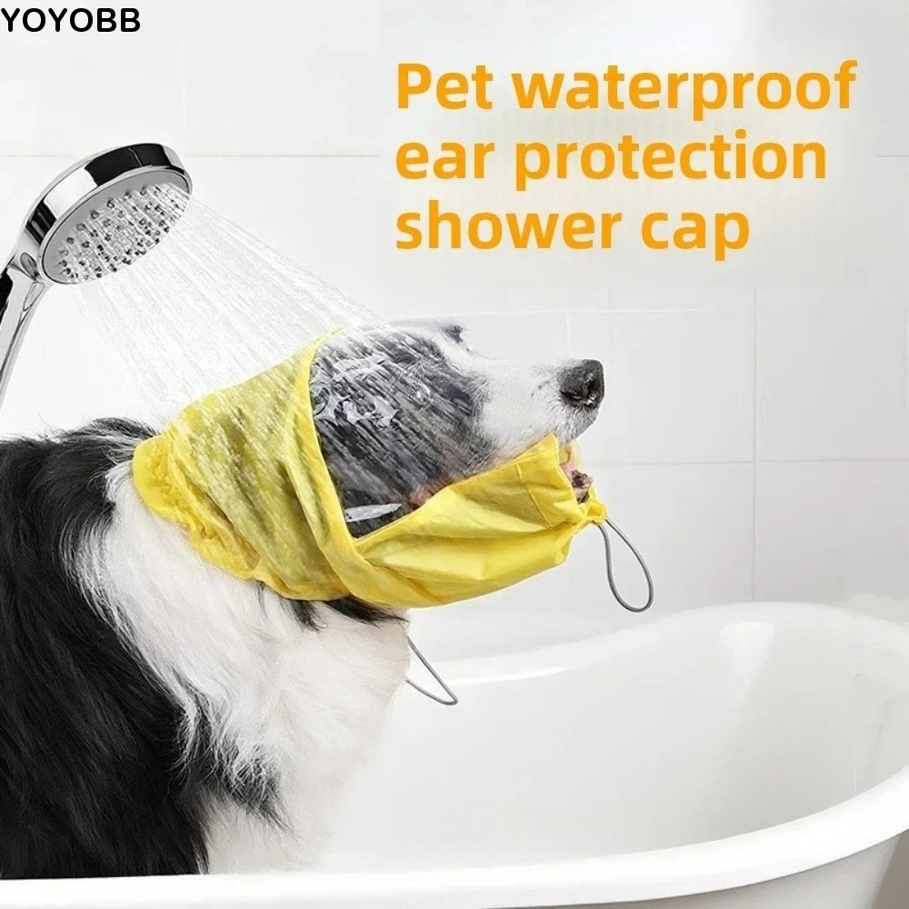

Raincoat Hat Waterproof Dog Ear Covers Ear Protection Shower Cap Adjustable Bathing Dog Calming Earmuff Dustproof Waterproof
