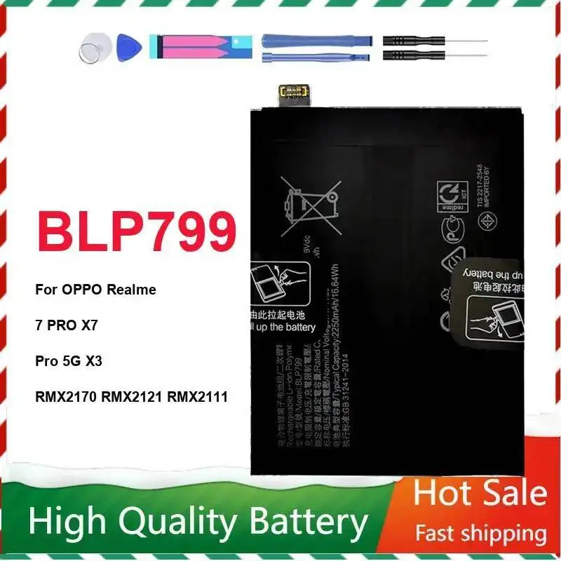 Batería de teléfono móvil de 2250mAh BLP799 para Oppo Realme 7 Pro X7 Pro 5G X3 RMX2170 RMX2121 RMX2111 Energía confiable