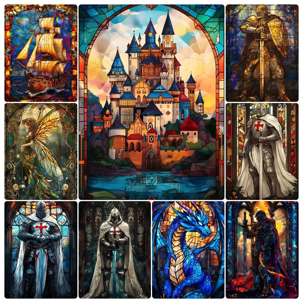 

Vintage Fantasy Stained Glass Style Jigsaw Puzzles Adults Puzzle Games Family Fun Puzzles Educational Toys reative Gifts