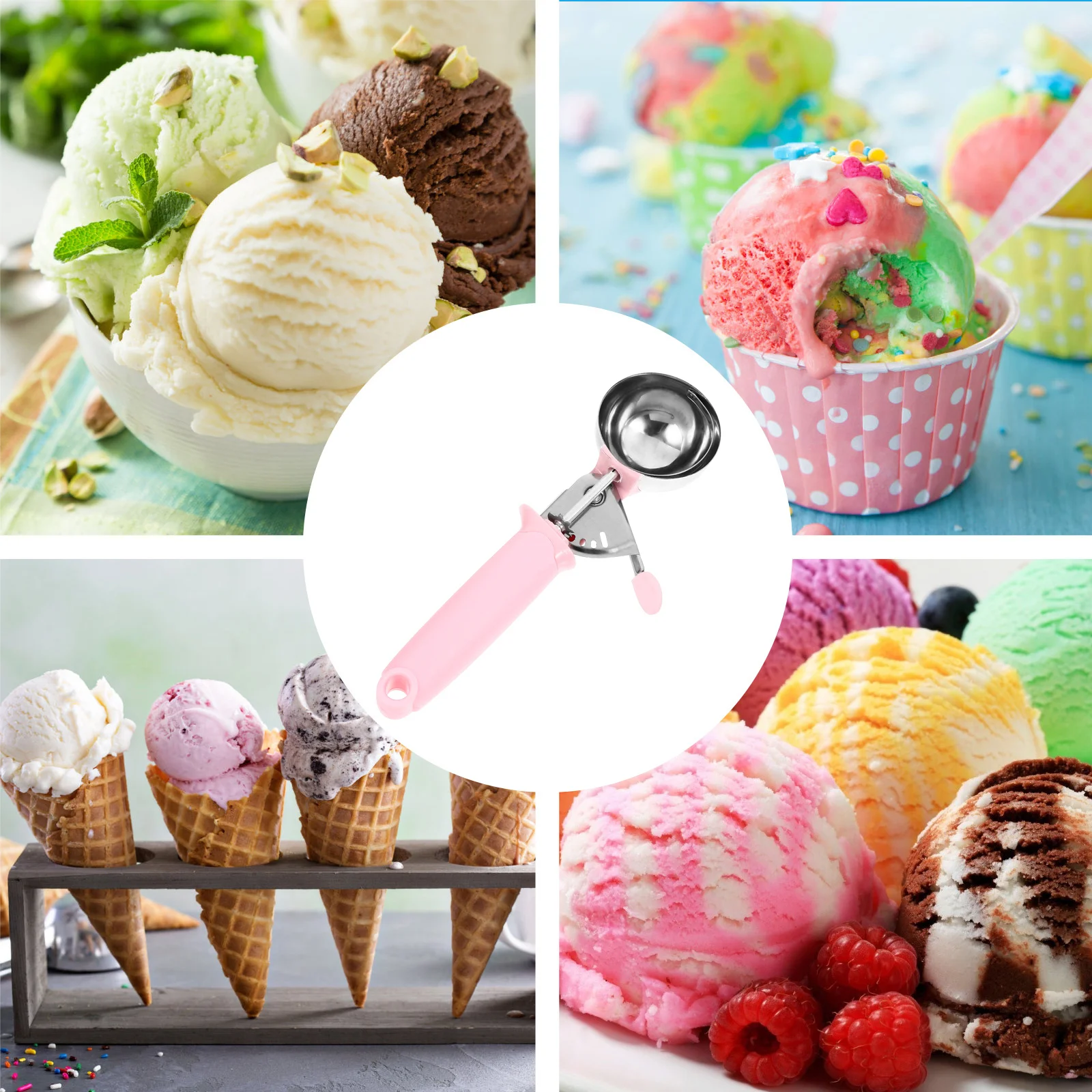 1Pcs Ice Cream Scoop Stainless Steel Comfortable Handle Universal Dessert Spoon Kitchen Tool Fruit Spoon Ice Cream Scoop