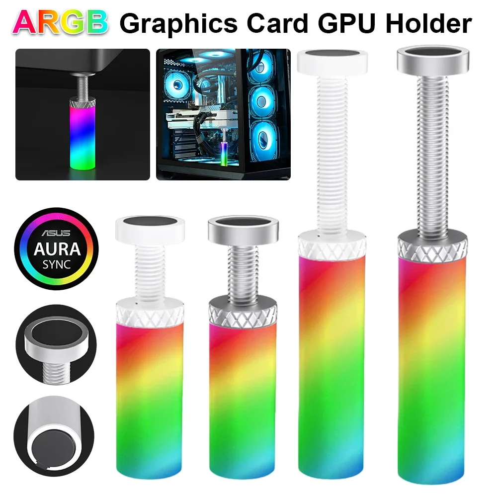 

ARGB Graphics Card GPU Holder Adjustable Telescopic Rotary Screw Aluminum Alloy Support Vertical Bracket GPU Video Card Holder