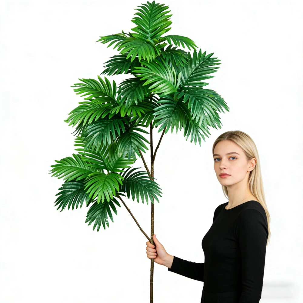 Plantas de palmeira artificiais grandes de 70-135cm, árvore de bananeira falsa, folha de Cycas de plástico, folha tropical falsa de Monstera para decoração de casa e jardim