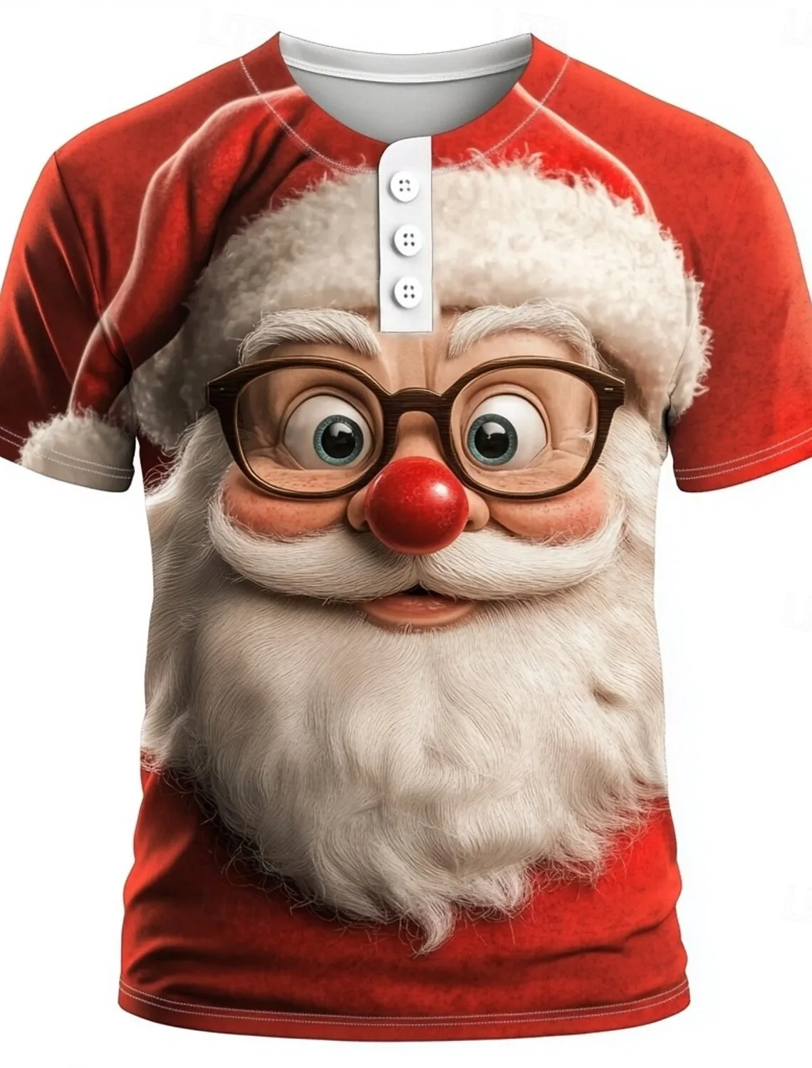 

Men's Christmas Santa Claus printed button short sleeved T-shirt fashion outdoor leisure holiday party men's Oversized clothing