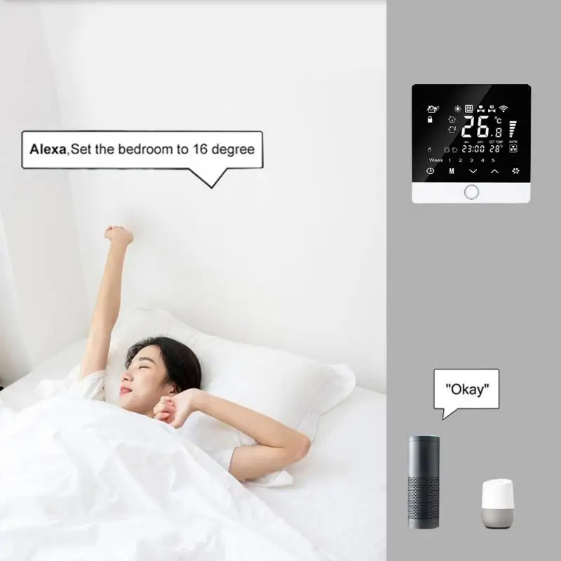 Termostato WiFi Tuya, calefacción de agua programable, Control por voz, controlador de temperatura inteligente, funciona con Alexa y asistente de Google