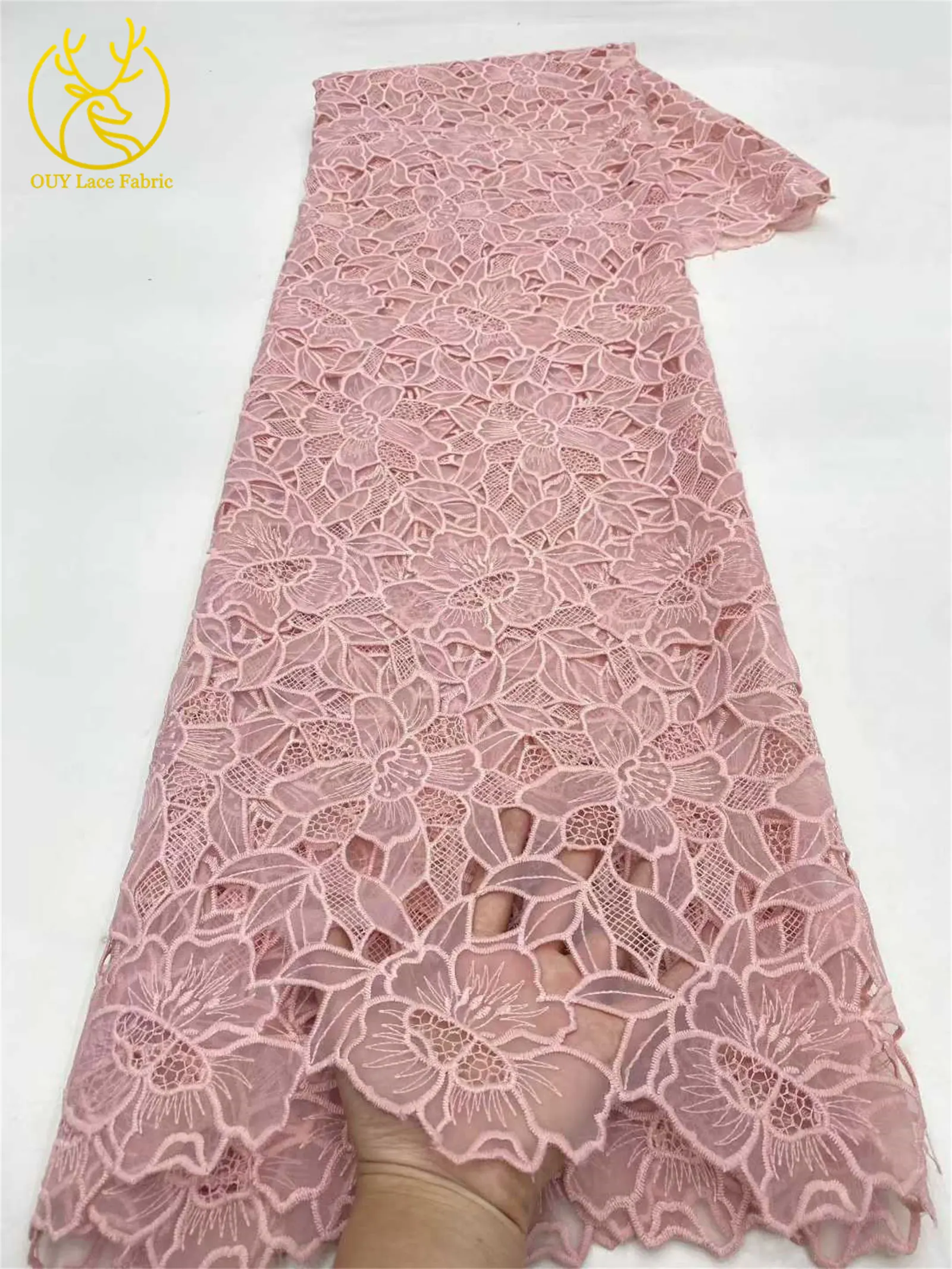 Eleganter französischer Mesh-Spitzenstoff 2026 Luxuriöser afrikanischer Stickerei-Tüll für Braut- und Abendkleider DIY Nähen 5 Yards – Detail 11