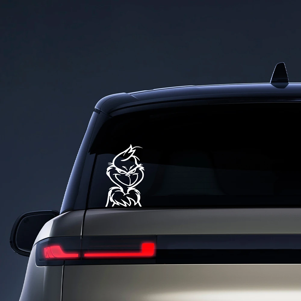 1 قطعة ملصق سيارة The Grinch DR Seuss ، المصد الخلفي زجاج النافذة الديكور ثنائي الأبعاد ، ملصق الكمبيوتر المحمول للدراجات النارية