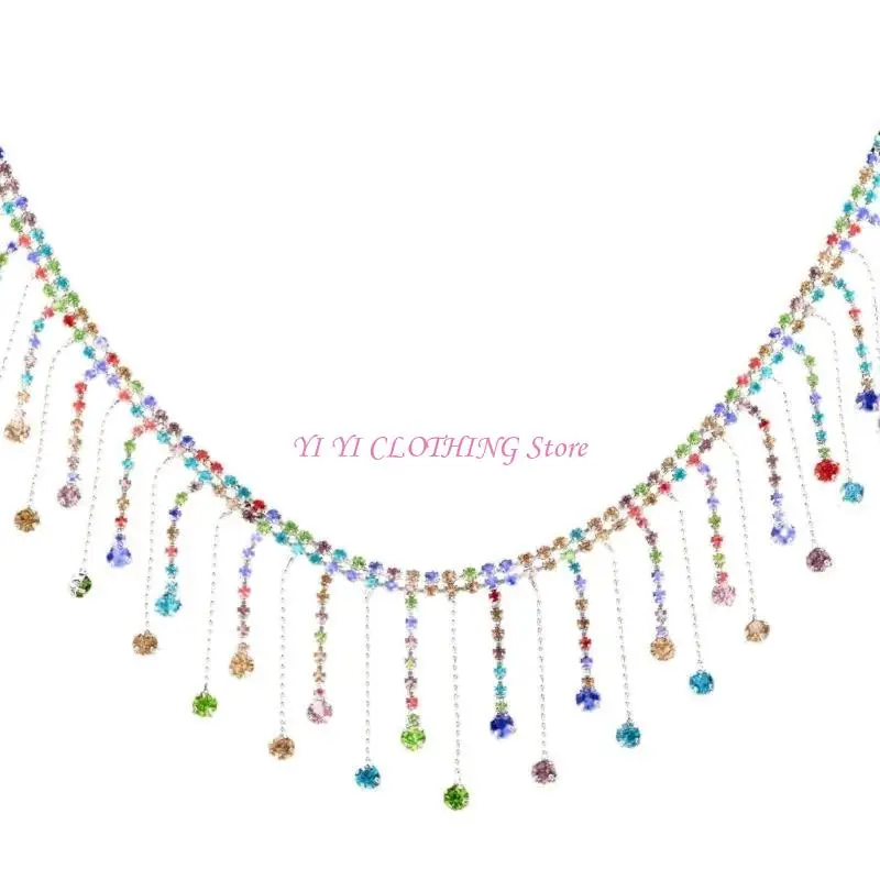 

N5KF Stylish Rhinestones Tassels Chain For Handcraft Project Waist Belt and Jewelry Making Supply for Fashionable Outfit