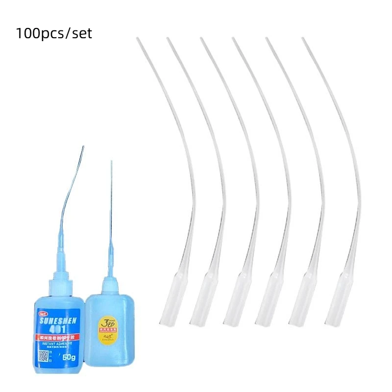 Hot Sale 100//200/500/1000pcs/set Glue Tips Plastic Glue Micro-Tips Glue Extender Precision CA Glue Applicator