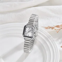 Elegant temperament women's alloy watch casual simple square small dial quartz watch suitable for tea parties dates daily life