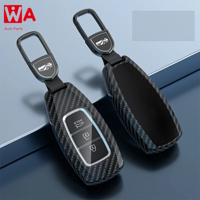 

Carbon Fiber Alloy Car Key Case Key Cover For Hyundai I30 Ix35 KONA Encino Solaris Azera Grandeur Ig Accent Santa Fe Palisade