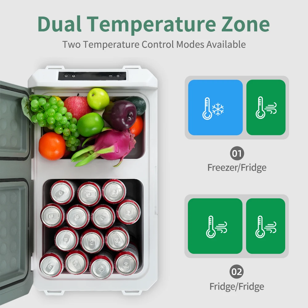 Alpicool QX 25L 30L 40L przenośna lodówka 12/24V DC 100-240V AC lodówka z zamrażarką dwuzorowa 12V kompresor chłodnicy na kemping