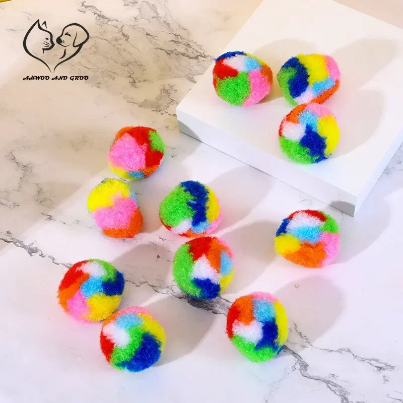 20 Stück/Set Bunte Plüschbälle Katzenspielzeug Lustige Trainingsbälle Weiche Katzenspielzeuge zur Zahnreinigung Interaktive Kätzchenspielzeuge Haustierbedarf