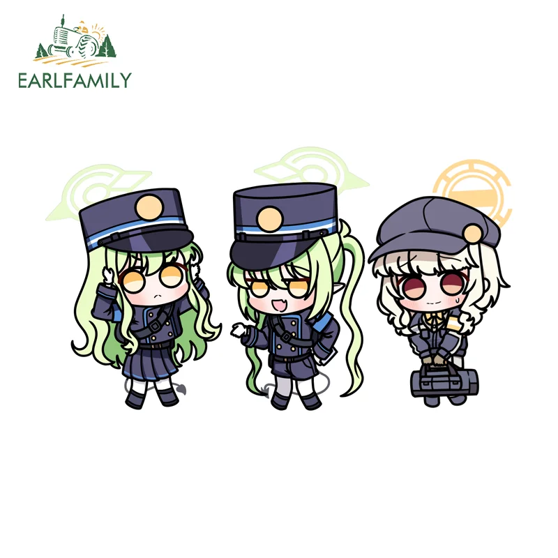 

EARLFAMILY blue archive car Stickers Humorous Cartoon Windshield Rearview Mirror Decals JDM Scratch-Proof PVC Graffiti Sticker