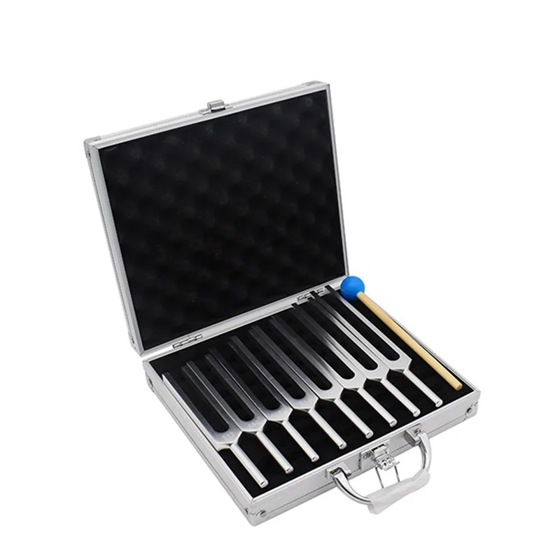 

AZZ-8Pcs 256-512HZ Tuning Fork Set Health Physics Vibration Diagnostic + Mallet Vibration Therapy Tools for Healing Chakra.