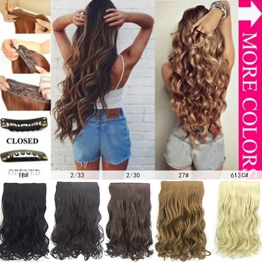 

50cm Curly Wavy Clip In Hair Extension Cosplay Women Synthetic Hairpiece Heat Resistant Fiber Ombre Black Brown Gray For Women