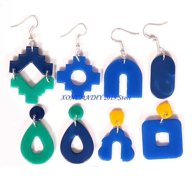 F42F Resin Earring Mold DIY Crystal Epoxy Mold Stripe Homemade Jewelry Silicone