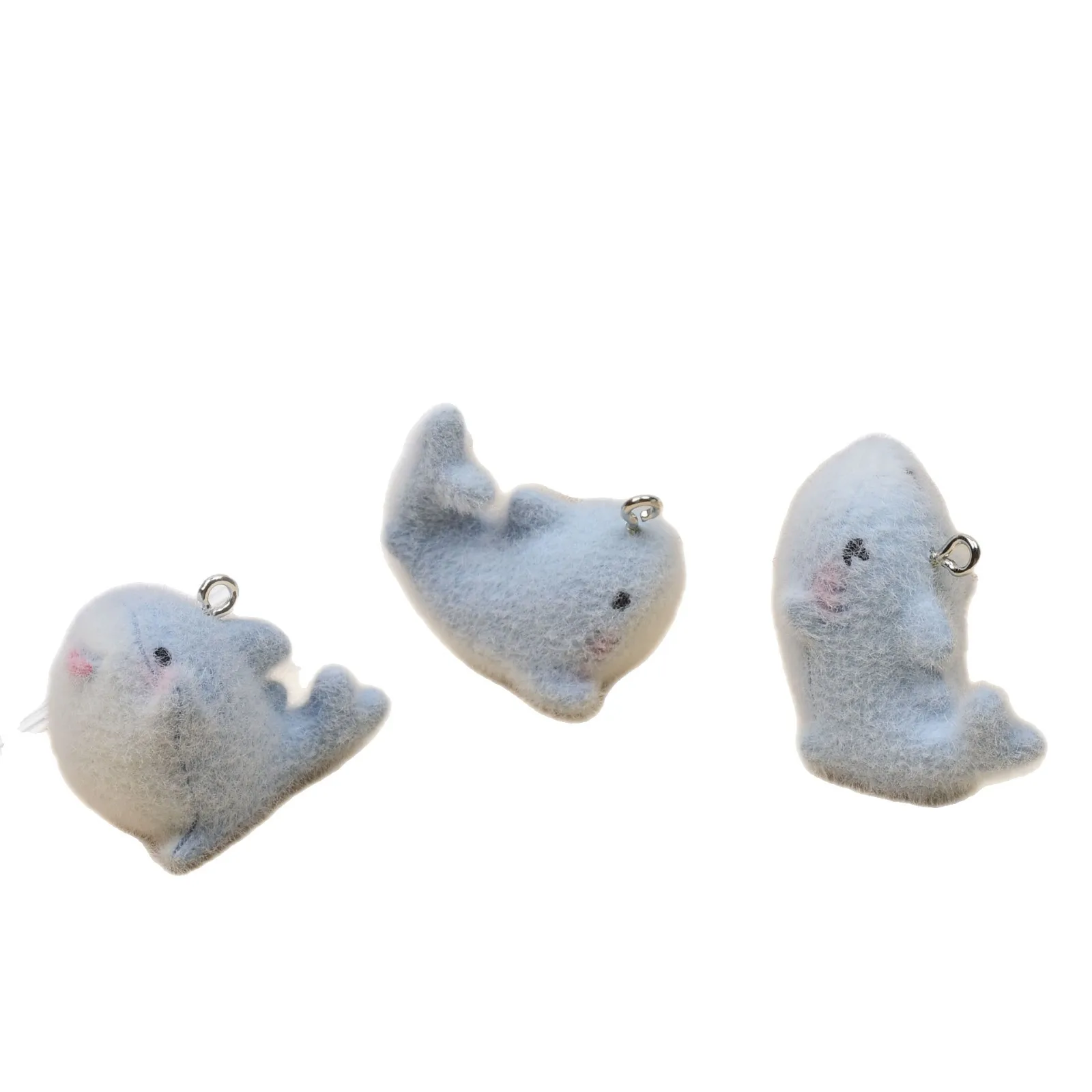20pcs Flocking Resin Dolphin Charms cute cartoon marine animals pendant For diy crafts Jewelry Keychain necklace make Accessorie
