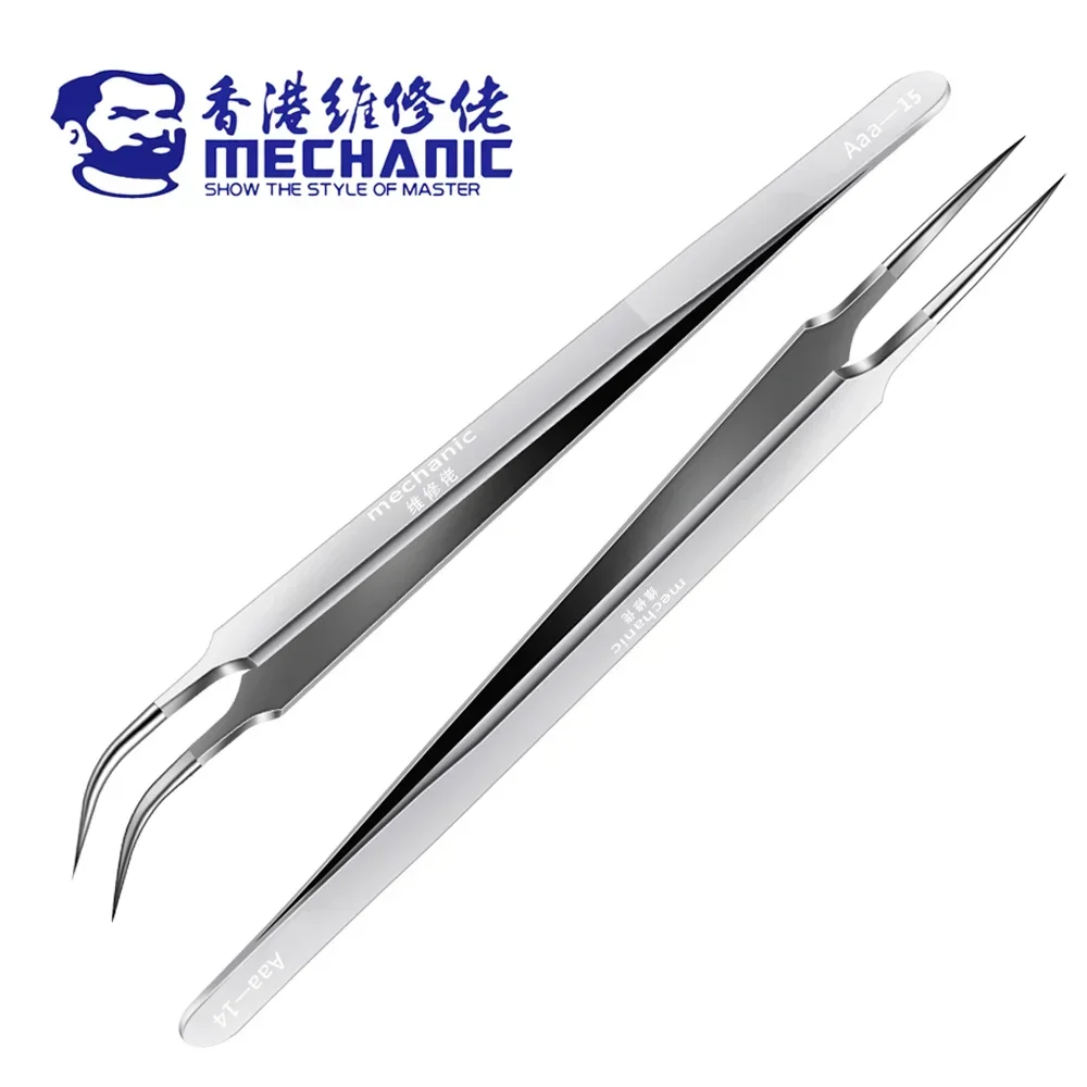 MECHANIC Aaa-14 Stainless Steel Ultra Fine High Hardness Tenacity Durable Tweezers For SMD PCB BGA Motherboard Repair Hand Tools