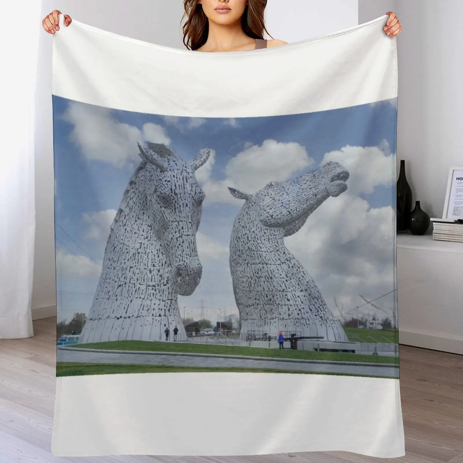 The Kelpies, Helix Park, Falkirk, Scotland, the Kelpies are the largest equine sculptures in world Throw Blanket Picnic Blankets