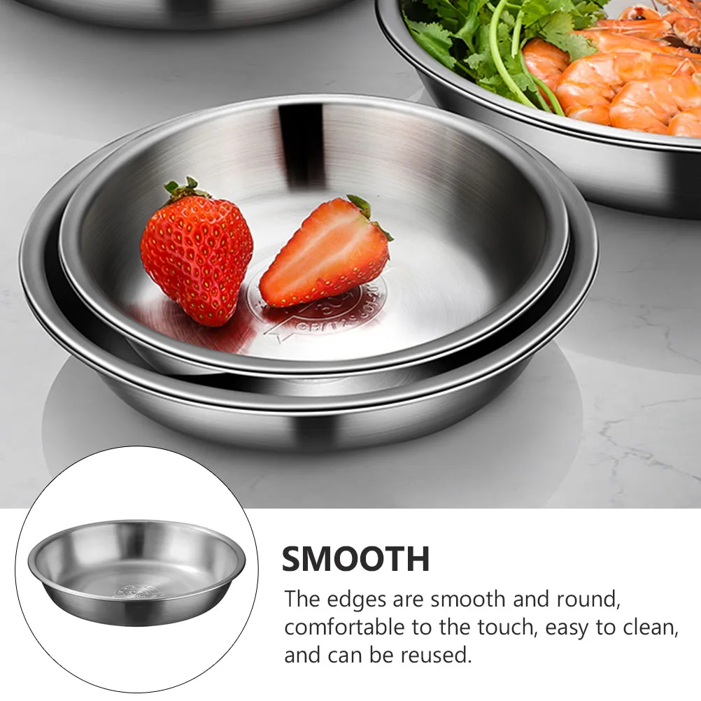 

1pc 304 Stainless Steel Steaming Tray Large Soup Bowl Kitchen Dinner Plate Reusable Simple Bowl Ramen Fruit Vegetable Washing