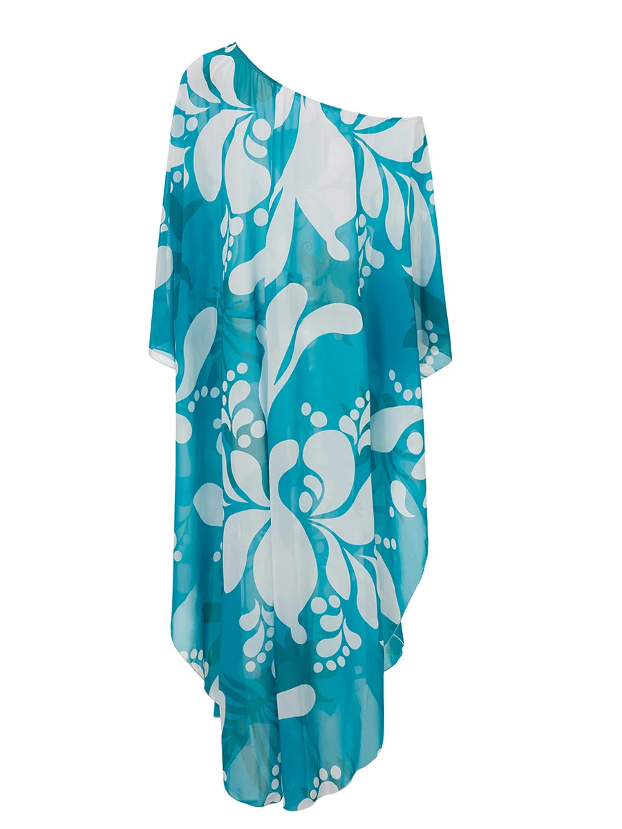 우아한 맥시 드레스 짧은 소매 브이넥 꽃 프린트 A라인 드레스 벨트 포함 캐주얼 보헤미안 비치 파티 드레스 여성용