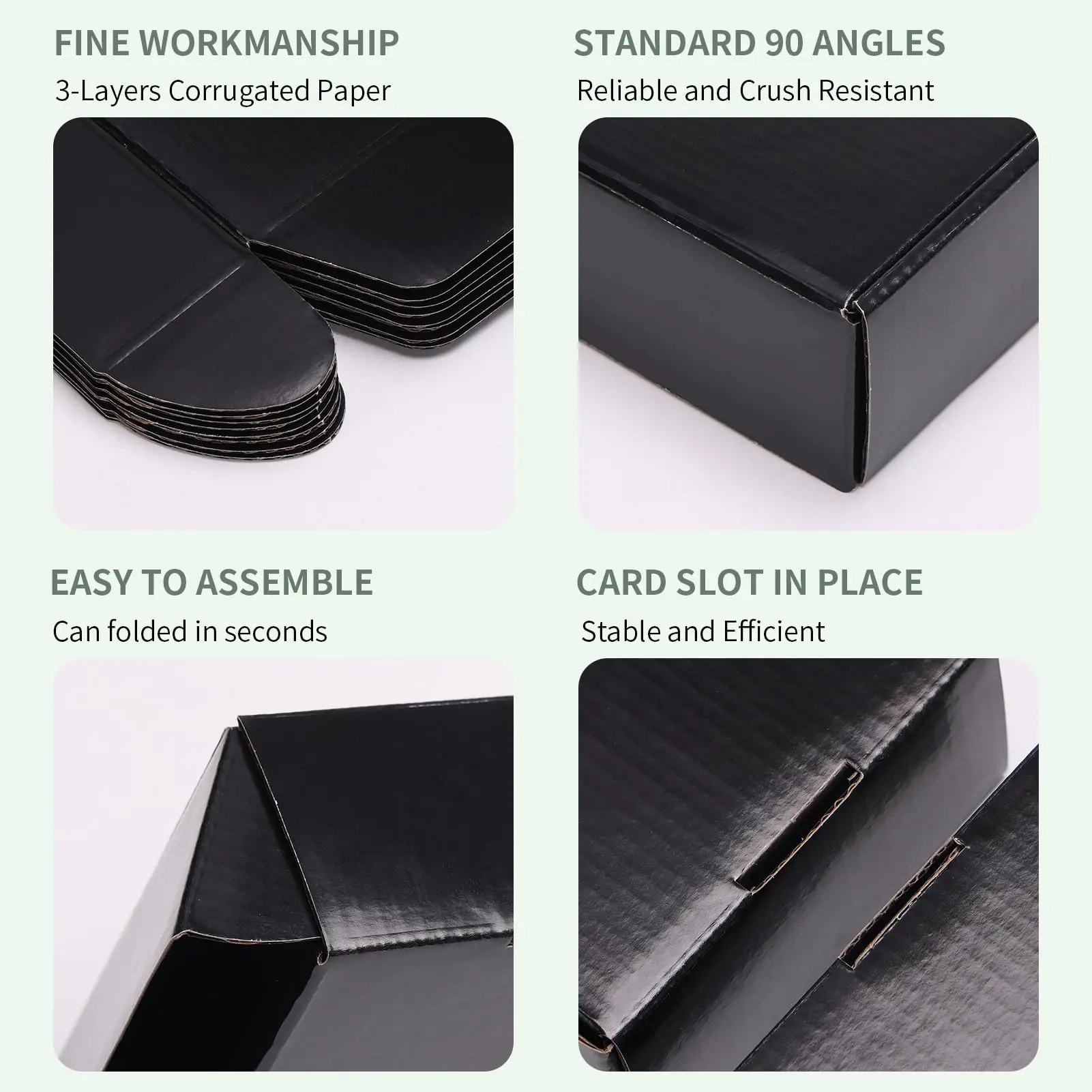 50 Stück 6 x 4 x 2 Zoll kleine Versandkartons, schwarze Versandkartons aus Wellpappe für Versandverpackungen, Versandprodukte