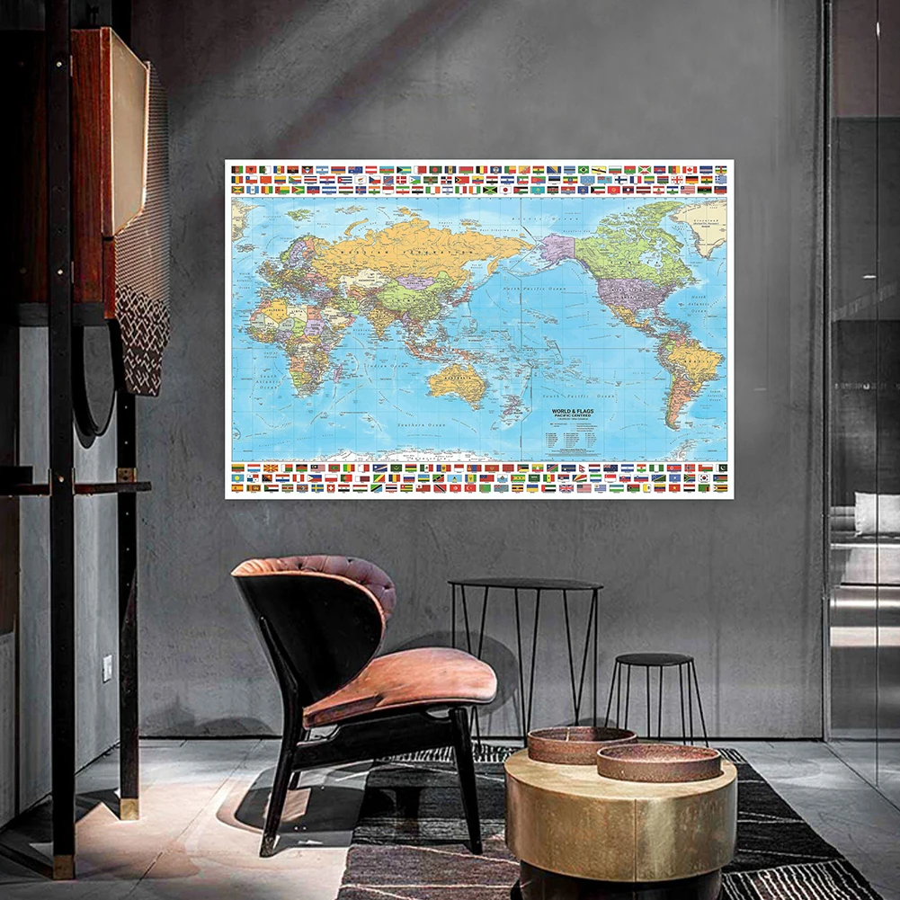 In English The World Map Decorative Hanging Picture In 2012 Art Poster Wall Chart Home Decor  School Supplies 120*80cm