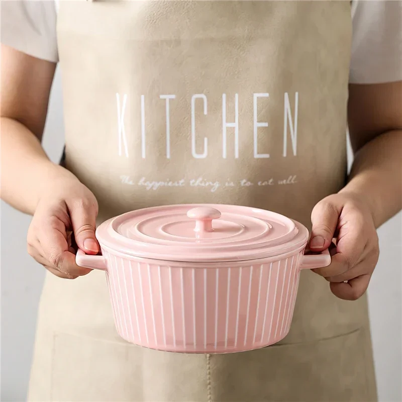 

Керамическая большая крышка для супа из макаронных изделий, разноцветная столовая посуда 1,2 л, фарфоровая супница, миска для рамен, столовая посуда