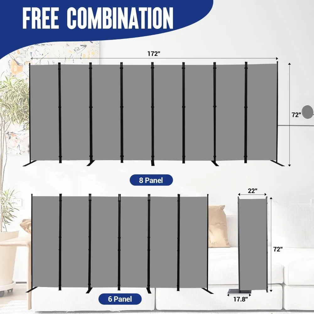 Imagem -05 - Folding Privacidade Tela Divisor do Quarto Divisores de Parede Portáteis para Quartos Escritório 1467 Pés de Largura Painel
