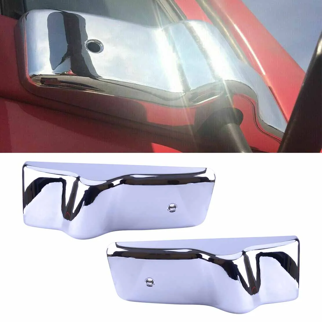 

1 Pair Car Front Left Right Door Mirror Cover Bracket Bolt-On Fit for Freightliner Columbia Century Chrome