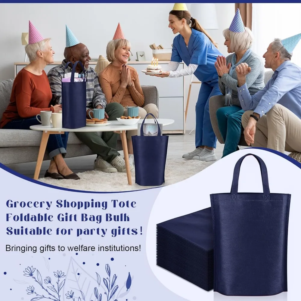 Tas Belanja Lipat Besar dari Bahan Non-Woven dengan Pegangan, Tas Jinjing Portabel untuk Belanja Massal, 11.8x6x13.8 Inci, Dapat Digunakan Kembali