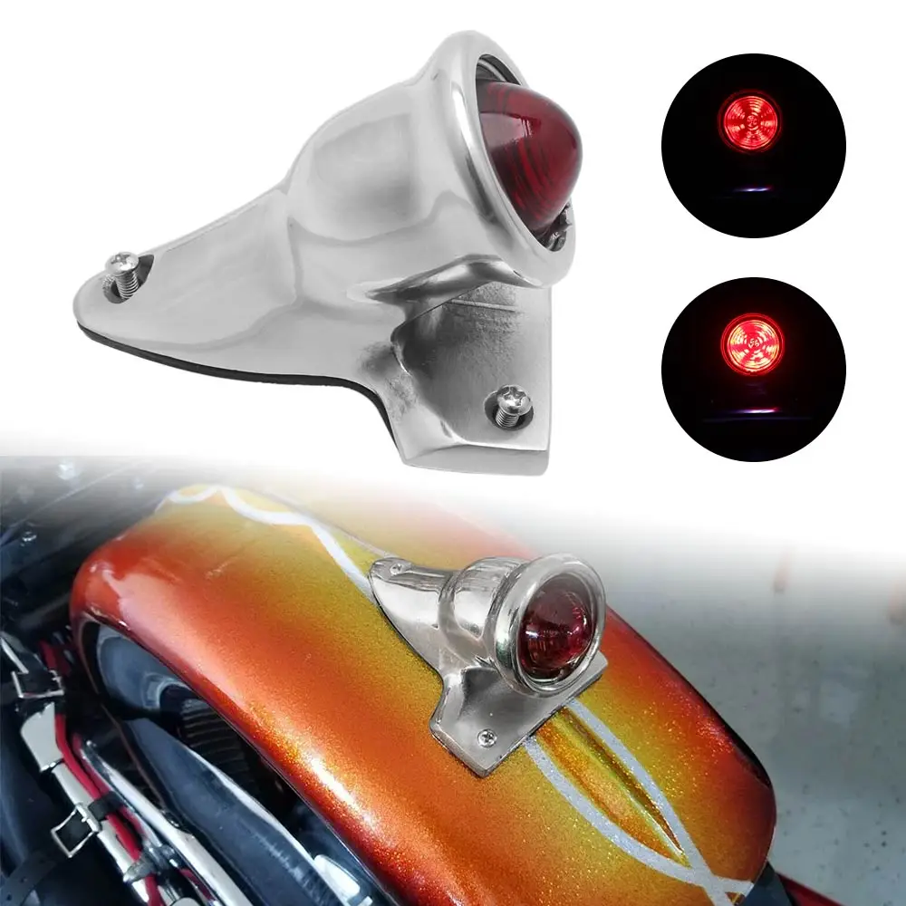 

Простая в установке светодиодная лампочка для задних фонарей 12 В, подходит для Harley Bobber Choppers, универсальное крепление для большинства мотоциклов, серебристый цвет.