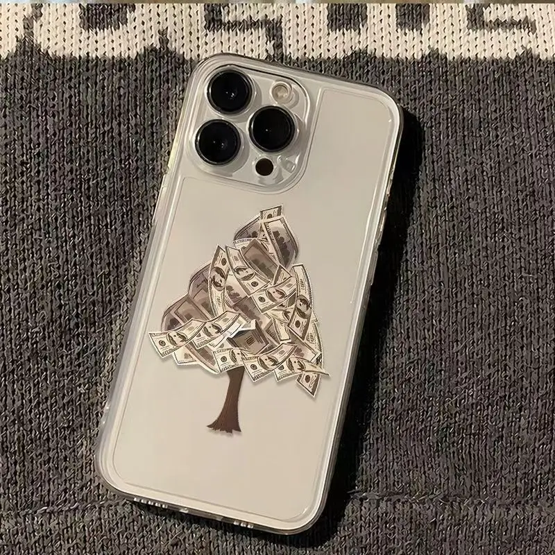 Dollar Rich Tree Phone Case For iPhone 16 15 14 13 12 11 Pro XS MAX 7 XR 8 7 Plus Clear Cover Fundas