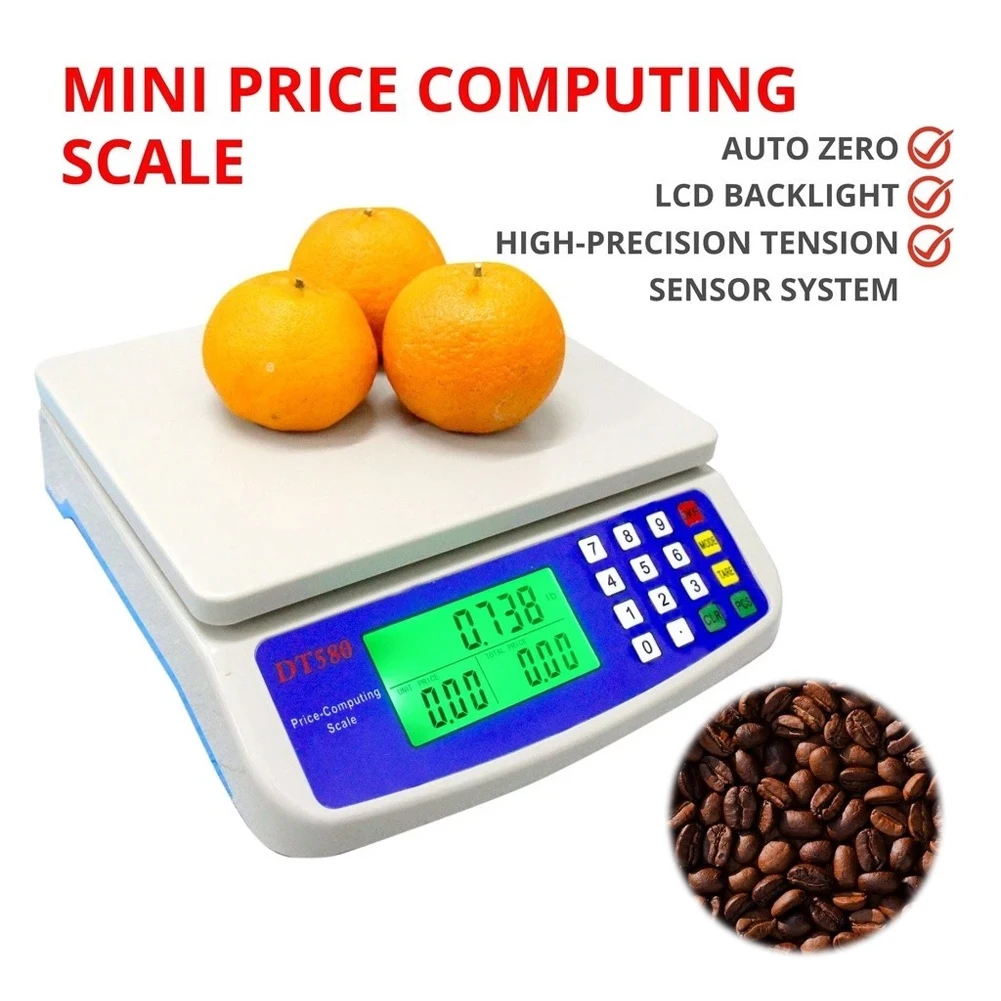40kg/1g Commercial Food Scale LCD Display Coins Counting Scale Multi-Function Stainless Steel Counting Scale for Meat Vegetables