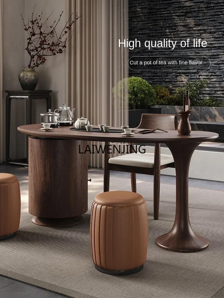 CF solid wood simple high-end balcony small apartment tea table new Chinese curved tea table and chair combination