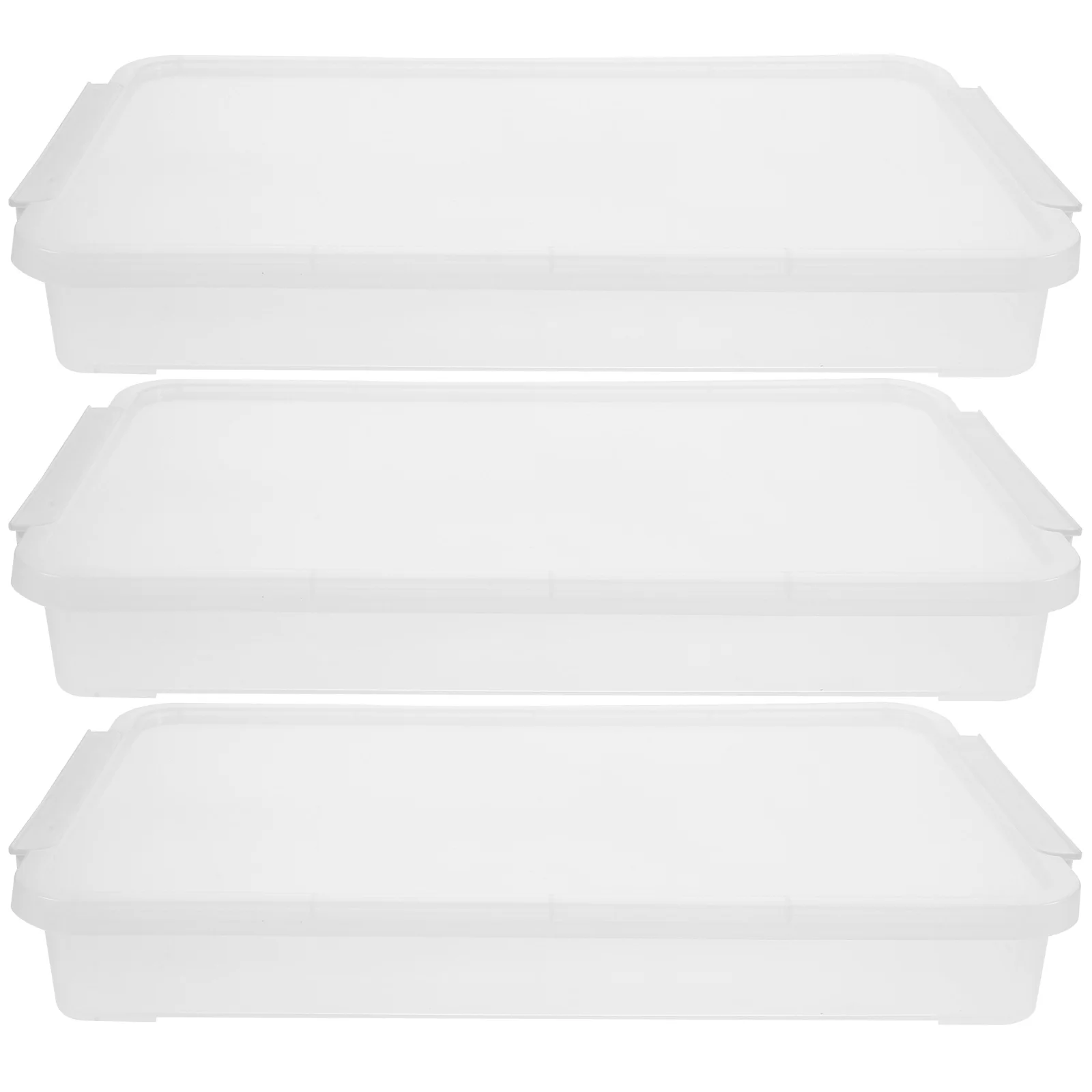 

3 Pcs Photo Storage Box Plastic File Containers with Lids Stackable Document Organizer Large Capacity Office Supplies