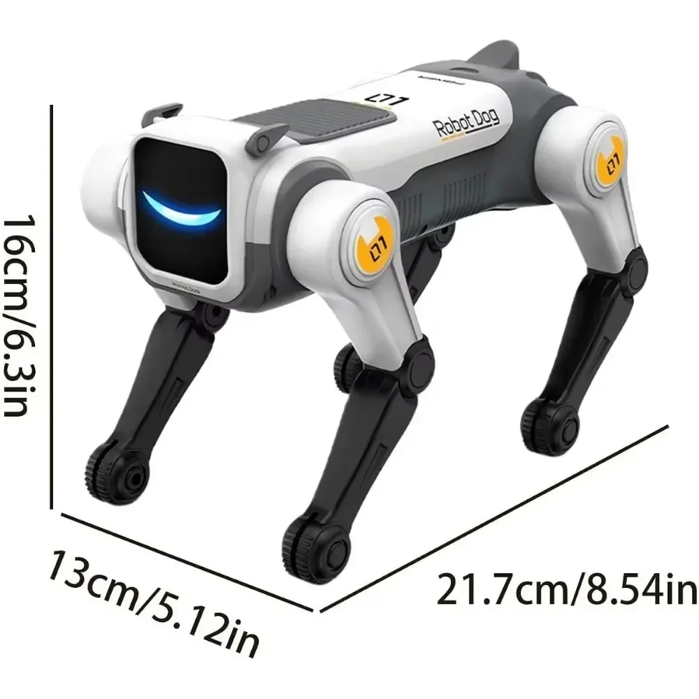 Chien robot blanc de haute technologie, animal de compagnie robotique interactif capable de faire des cascades, jouet électronique pour les enfants, idéal pour jouer à l’intérieur, un cadeau parfait pour les enfants.