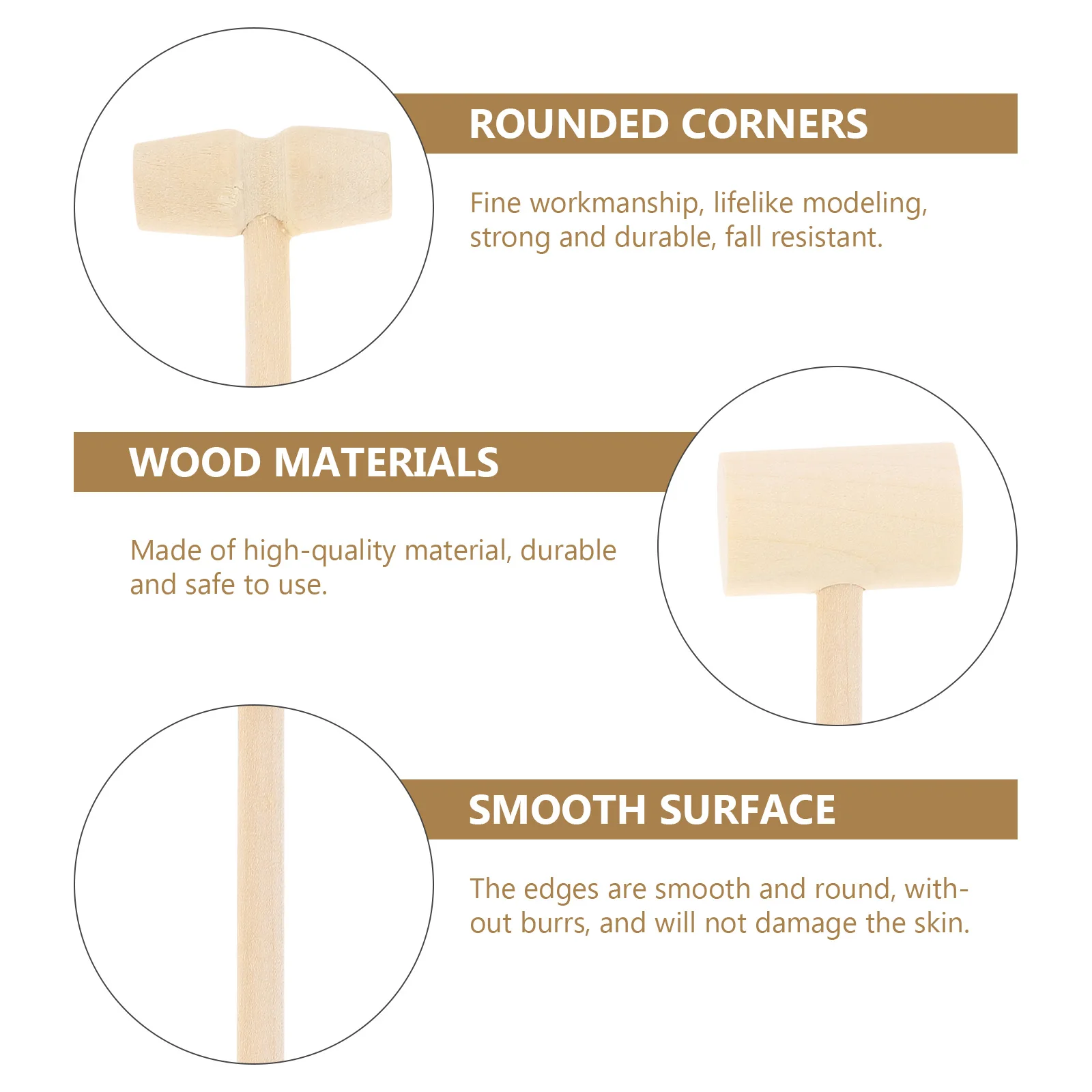 

20pcs Mini Hammer Wooden Game Hammers Kids Mallets Smooth Handle Odorless Non-Toxic Multi-Functional Cake Hammer