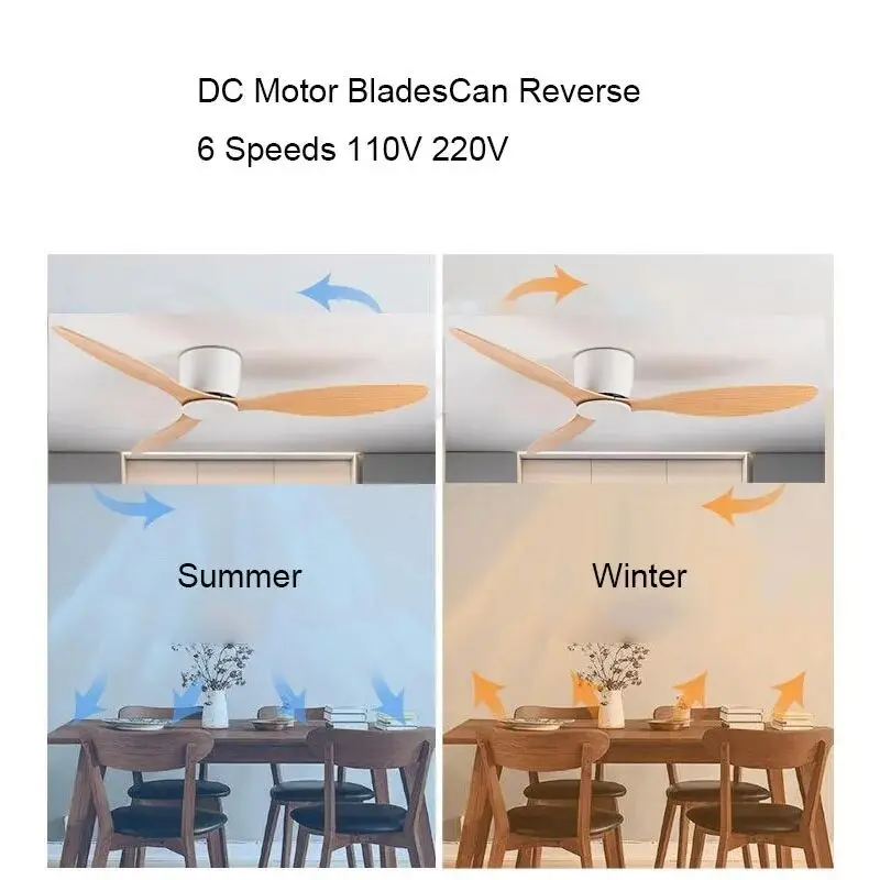 Low Floor Ceiling Fans Only 42 Inch 52 Remote Control Cooling Fans Lamp Design Ceiling Fan No Light White Wood Black Color FAN