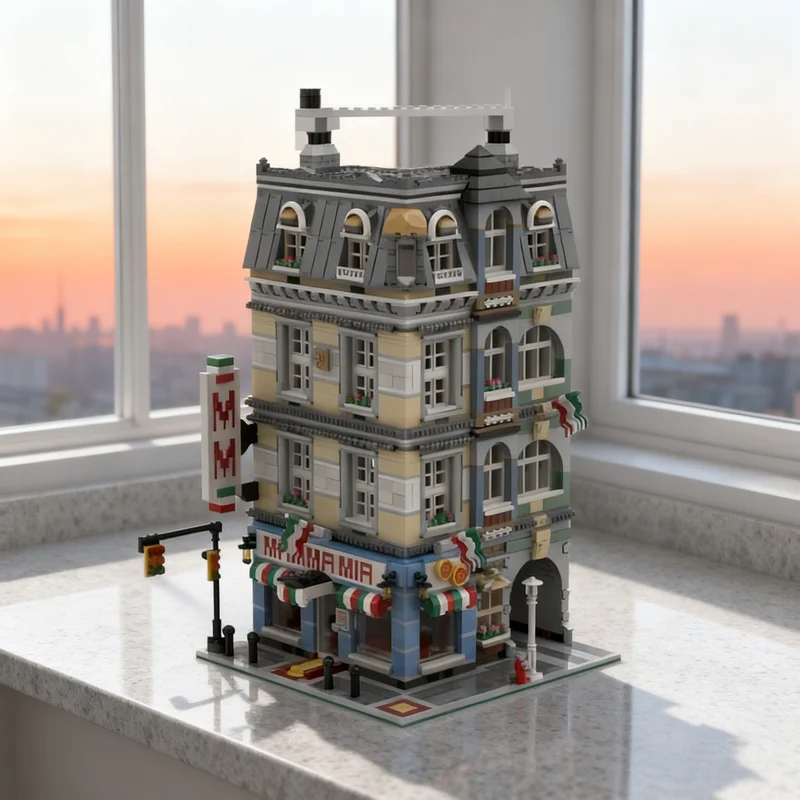 

4449pcs MOC Mamma Mia Pizzeria M1 Modular Streetscape Model Building Blocks Toy Gift Creative Display Collectible Desk Premium